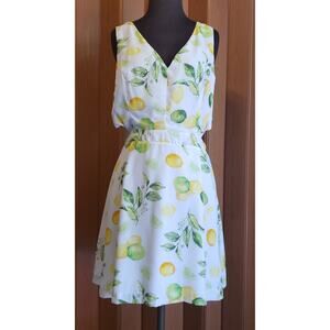 Kensie size large sleeveless white with lemons dress